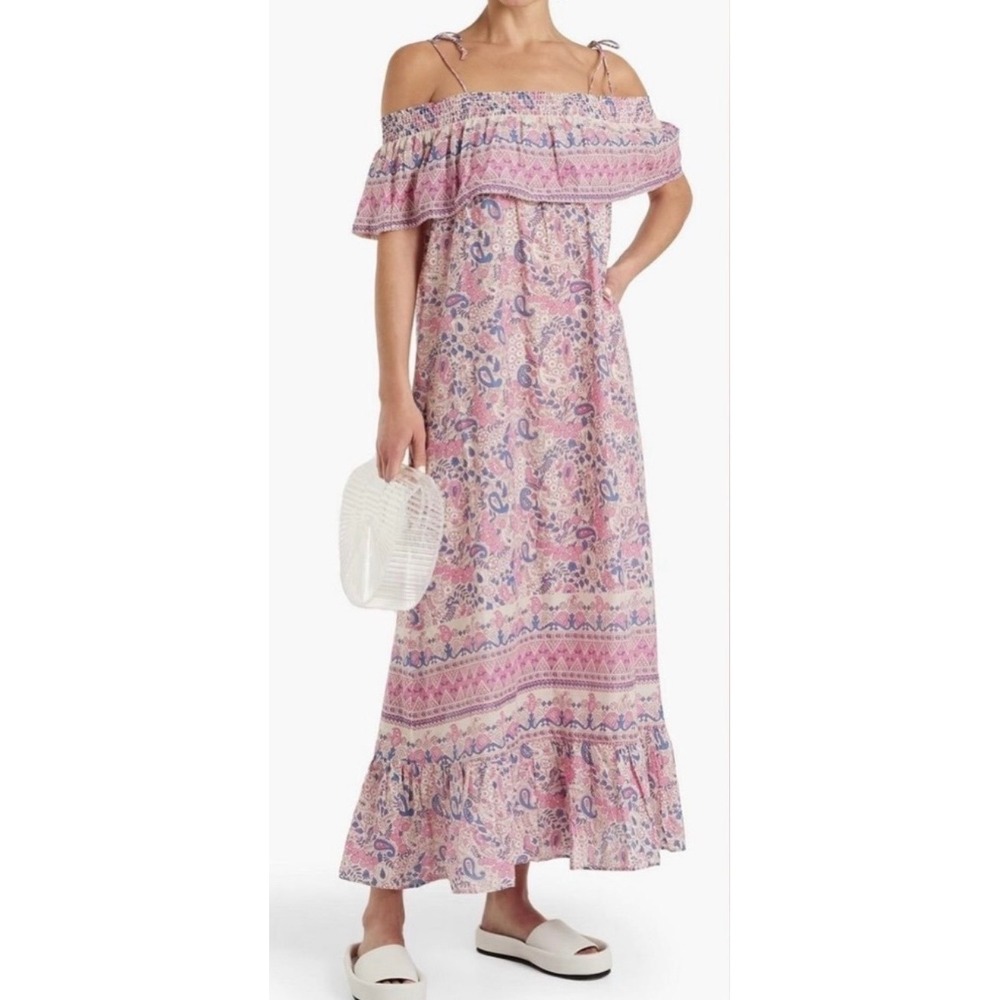 Antik Batik Helene Sundress Small 38 Pink Paisley Cotton Maxi Dress Festival